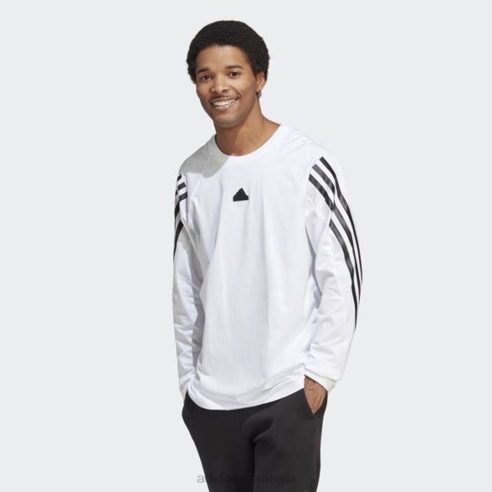 Adidas Tricou cu mânecă lungă cu 3 dungi cu icoane viitoare albe bărbați alb 2JBN1054
