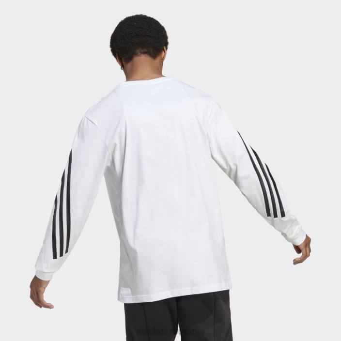 Adidas Tricou cu mânecă lungă cu 3 dungi cu icoane viitoare albe bărbați alb 2JBN1054