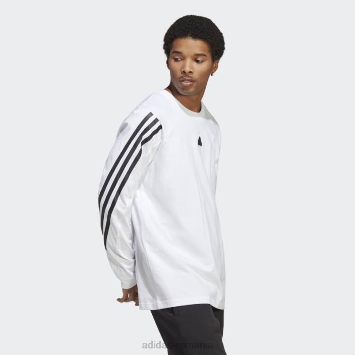 Adidas Tricou cu mânecă lungă cu 3 dungi cu icoane viitoare albe bărbați alb 2JBN1054