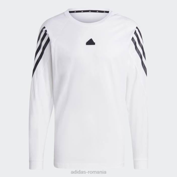 Adidas Tricou cu mânecă lungă cu 3 dungi cu icoane viitoare albe bărbați alb 2JBN1054