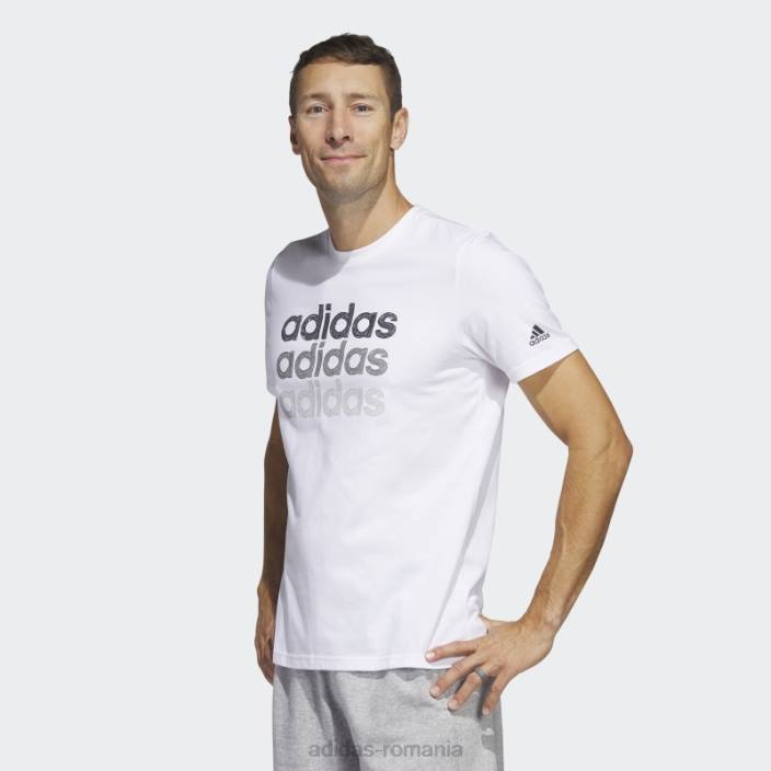 Adidas Tricou grafic alb pentru îmbrăcăminte sportivă multiliniară (mânecă scurtă) bărbați alb 2JBN5650