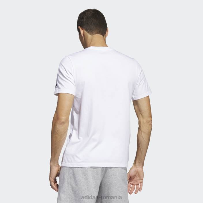 Adidas Tricou grafic alb pentru îmbrăcăminte sportivă multiliniară (mânecă scurtă) bărbați alb 2JBN5650