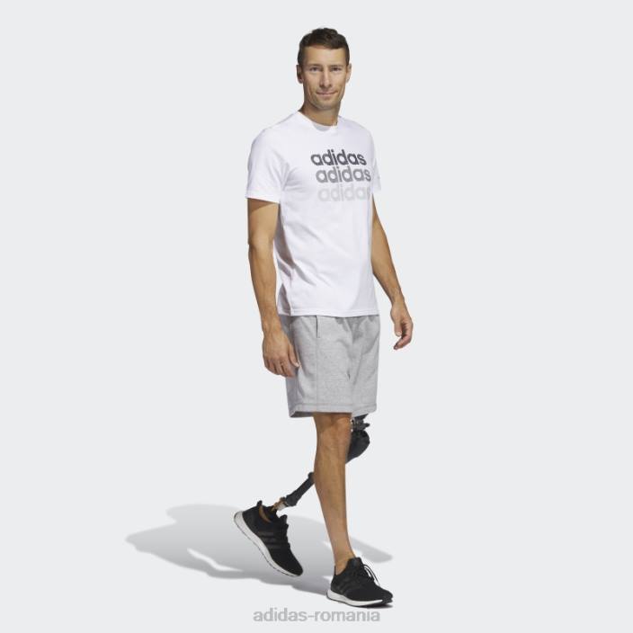 Adidas Tricou grafic alb pentru îmbrăcăminte sportivă multiliniară (mânecă scurtă) bărbați alb 2JBN5650
