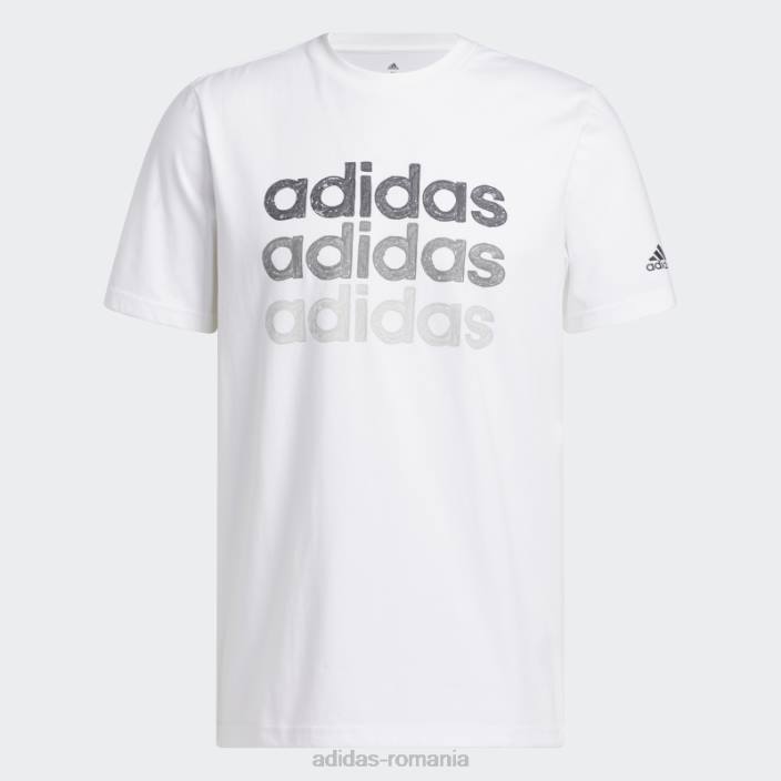 Adidas Tricou grafic alb pentru îmbrăcăminte sportivă multiliniară (mânecă scurtă) bărbați alb 2JBN5650