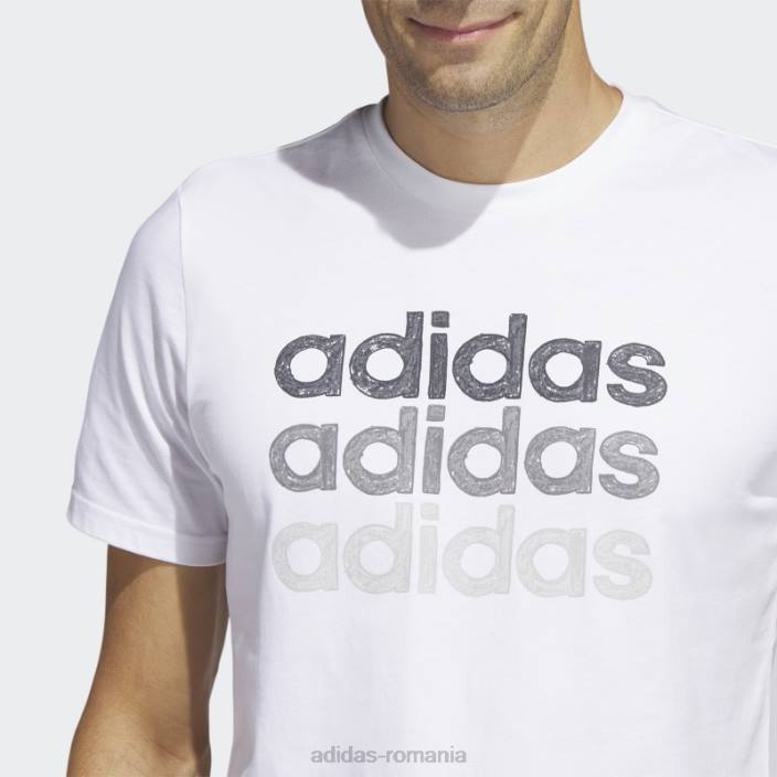 Adidas Tricou grafic alb pentru îmbrăcăminte sportivă multiliniară (mânecă scurtă) bărbați alb 2JBN5650