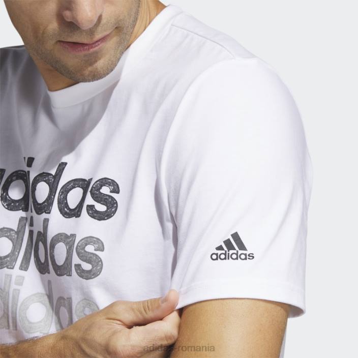 Adidas Tricou grafic alb pentru îmbrăcăminte sportivă multiliniară (mânecă scurtă) bărbați alb 2JBN5650