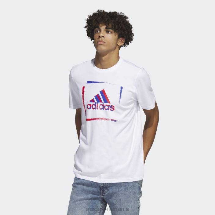 Adidas Tricou grafic cu mânecă scurtă cu șablon în două tonuri alb adidas bărbați alb 2JBN5346