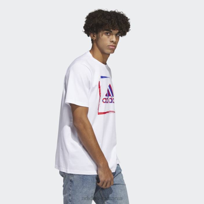 Adidas Tricou grafic cu mânecă scurtă cu șablon în două tonuri alb adidas bărbați alb 2JBN5346