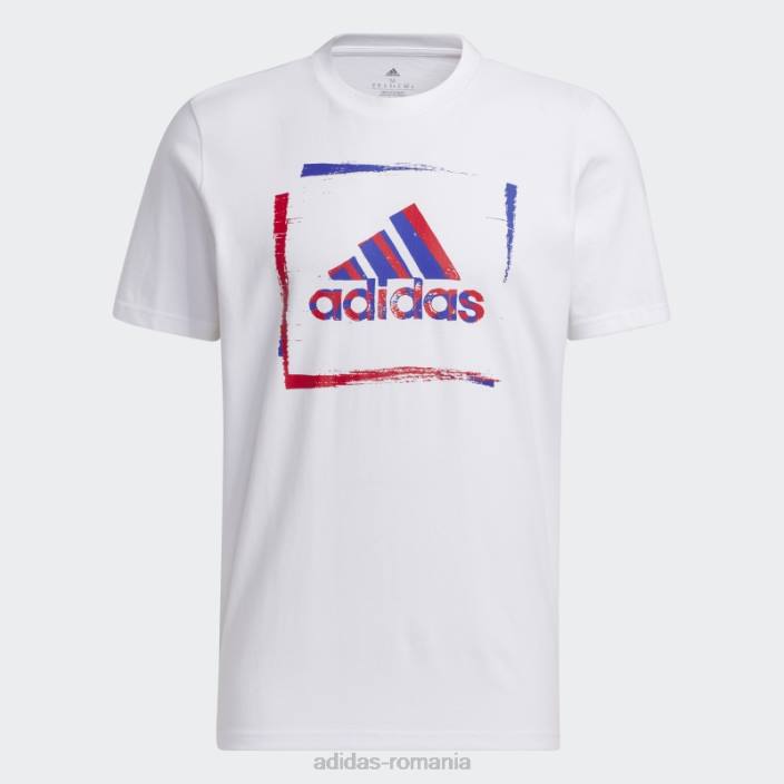 Adidas Tricou grafic cu mânecă scurtă cu șablon în două tonuri alb adidas bărbați alb 2JBN5346