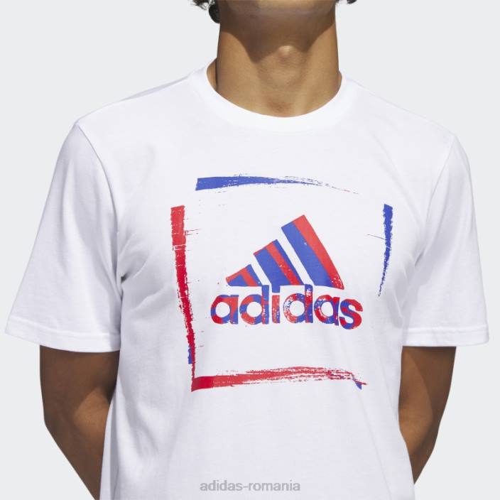 Adidas Tricou grafic cu mânecă scurtă cu șablon în două tonuri alb adidas bărbați alb 2JBN5346
