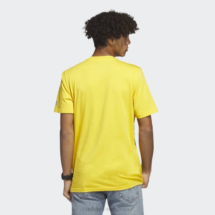 Adidas Tricou grafic cu mânecă scurtă liniar de plajă auriu bărbați aur 2JBN5681