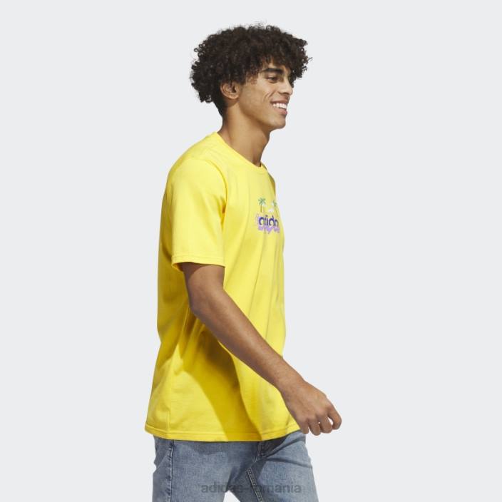 Adidas Tricou grafic cu mânecă scurtă liniar de plajă auriu bărbați aur 2JBN5681