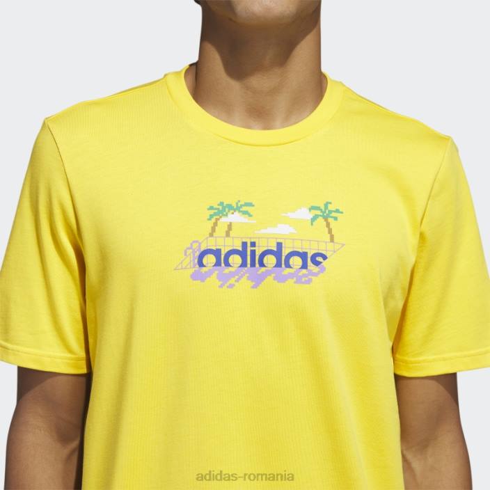Adidas Tricou grafic cu mânecă scurtă liniar de plajă auriu bărbați aur 2JBN5681