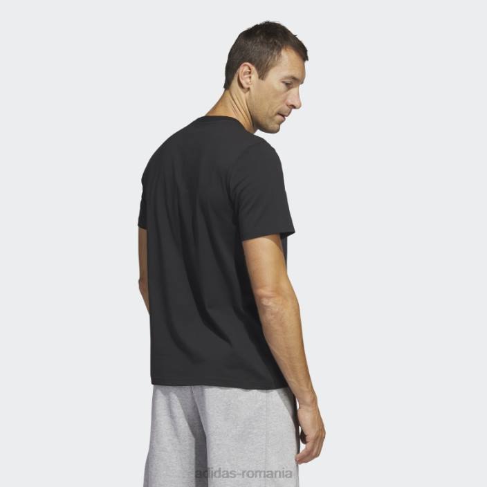 Adidas Tricou grafic negru multiliniar pentru îmbrăcăminte sport (mânecă scurtă) bărbați negru 2JBN5609