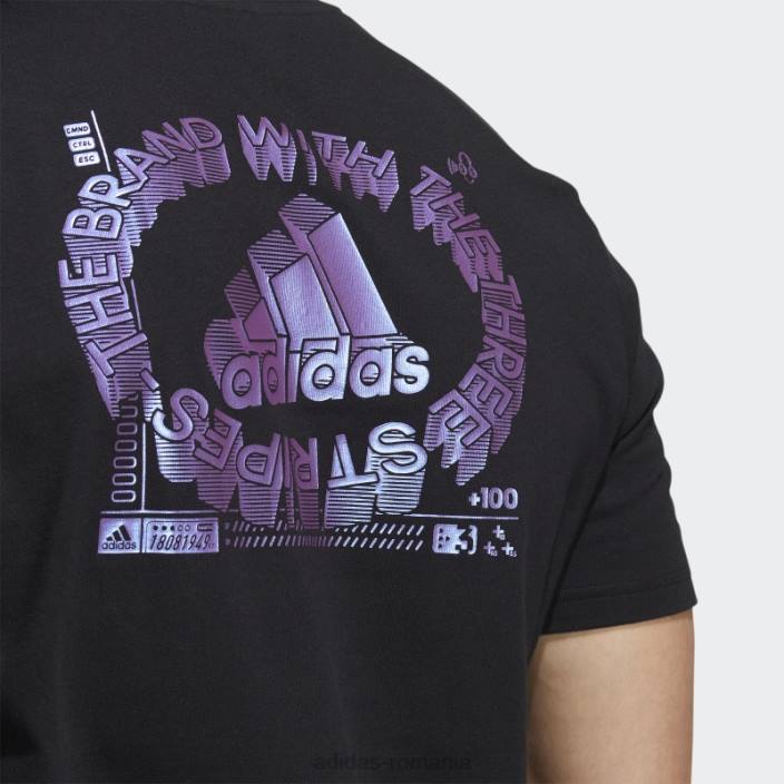 Adidas Tricou grafic pentru jocuri color-shift negru bărbați negru 2JBN6242
