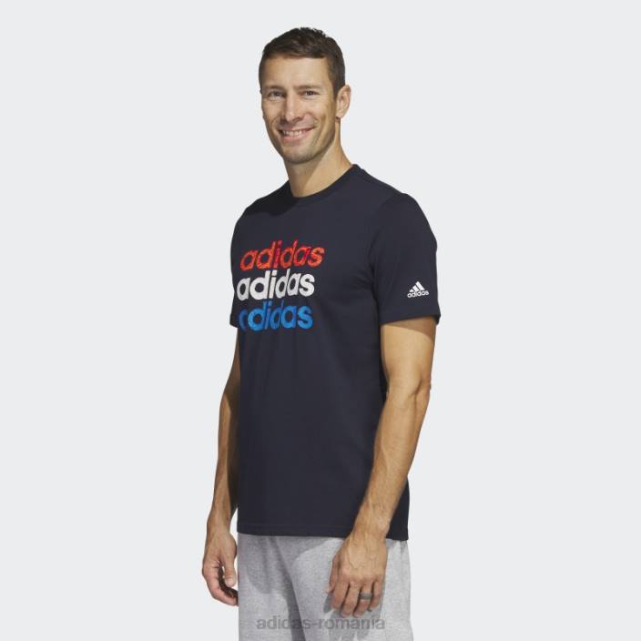 Adidas Tricou grafic pentru îmbrăcăminte sportivă multiliniară cu cerneală (mânecă scurtă) bărbați cerneală 2JBN5224