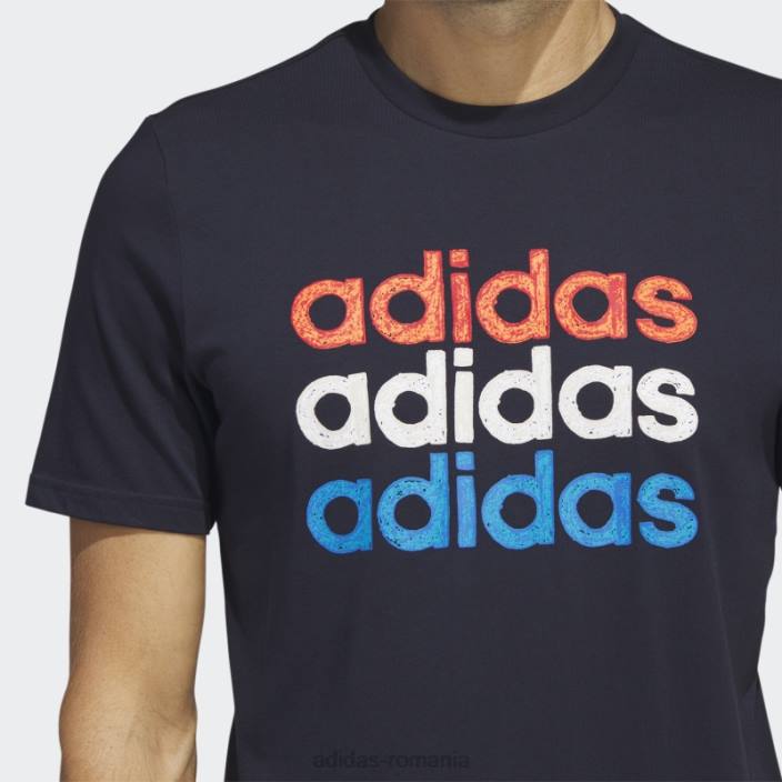 Adidas Tricou grafic pentru îmbrăcăminte sportivă multiliniară cu cerneală (mânecă scurtă) bărbați cerneală 2JBN5224