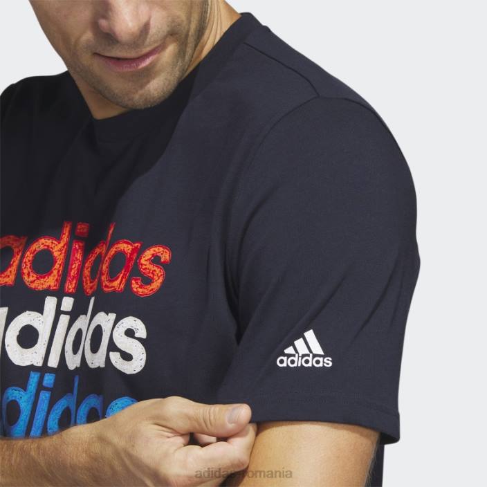 Adidas Tricou grafic pentru îmbrăcăminte sportivă multiliniară cu cerneală (mânecă scurtă) bărbați cerneală 2JBN5224