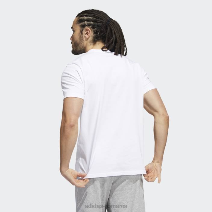 Adidas basics emblema tricou grafic alb bărbați alb 2JBN7232