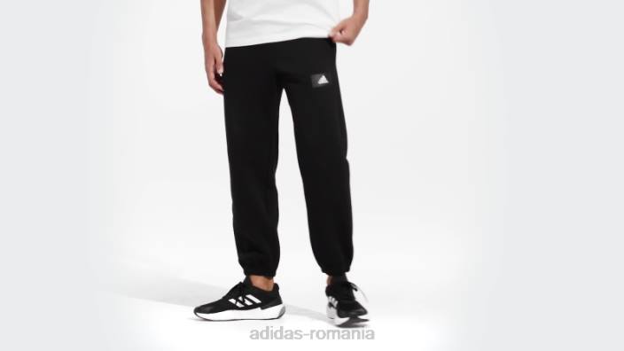 Adidas black essentials feelvivid, fleece din bumbac, pantaloni de trening cu picioare drepte bărbați negru 2JBN6766