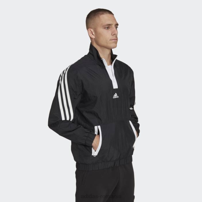 Adidas black future icons pulover țesut cu fermoar 1/4 cu 3 dungi bărbați negru 2JBN1265