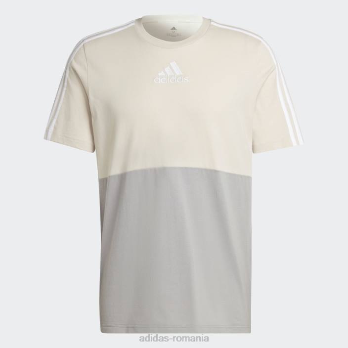 Adidas essentials colorblock tee aluminiu bărbați aluminiu/gri/verde orbită 2JBN6596