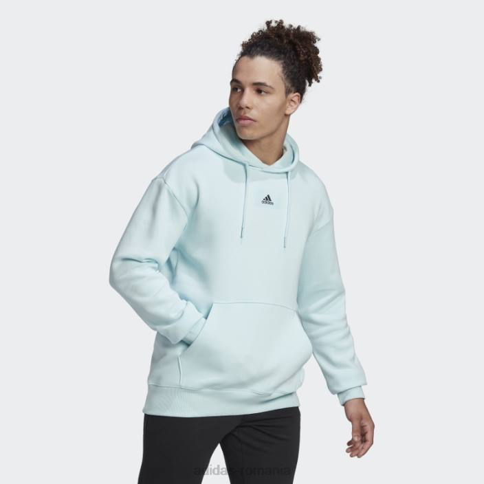 Adidas essentials feelvivid bumbac fleece hanorac cu umăr căzut albastru adidas bărbați albastru 2JBN14610