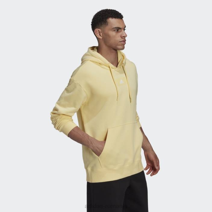 Adidas essentials feelvivid bumbac fleece hanorac cu umăr căzut galben bărbați galben 2JBN7538