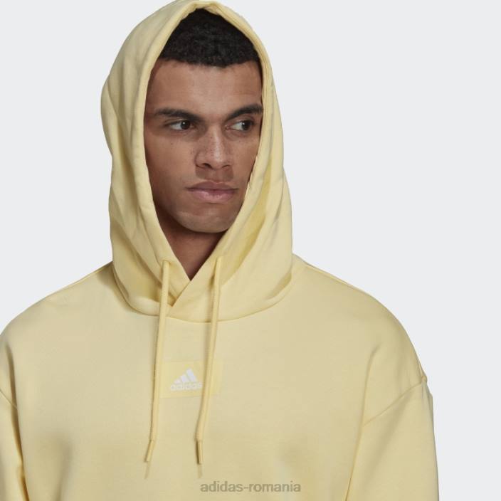 Adidas essentials feelvivid bumbac fleece hanorac cu umăr căzut galben bărbați galben 2JBN7538