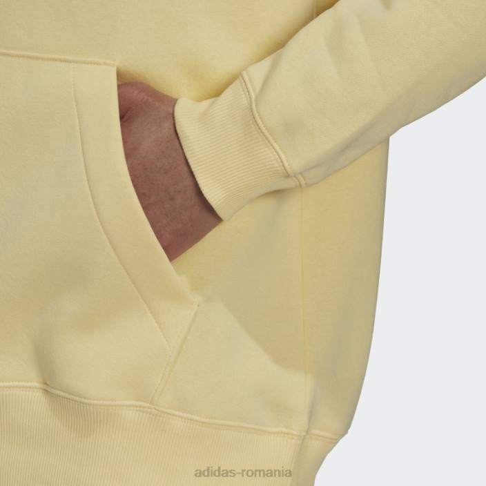 Adidas essentials feelvivid bumbac fleece hanorac cu umăr căzut galben bărbați galben 2JBN7538