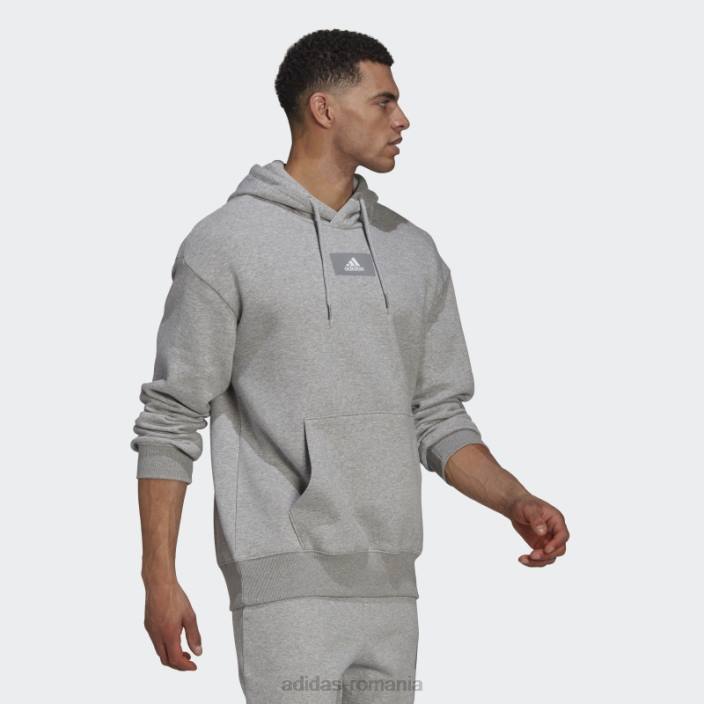 Adidas essentials feelvivid bumbac fleece hanorac cu umăr căzut gri mediu adidas bărbați gri mediu 2JBN6534