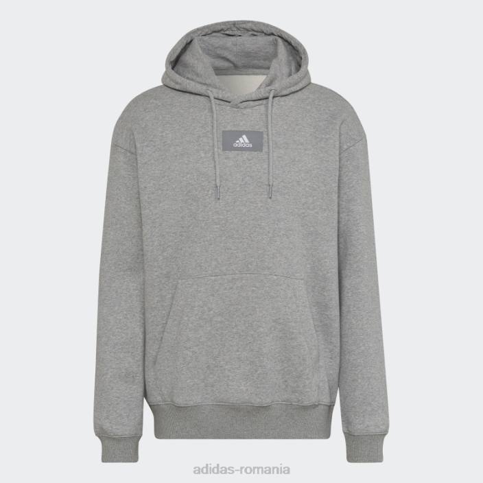 Adidas essentials feelvivid bumbac fleece hanorac cu umăr căzut gri mediu adidas bărbați gri mediu 2JBN6534