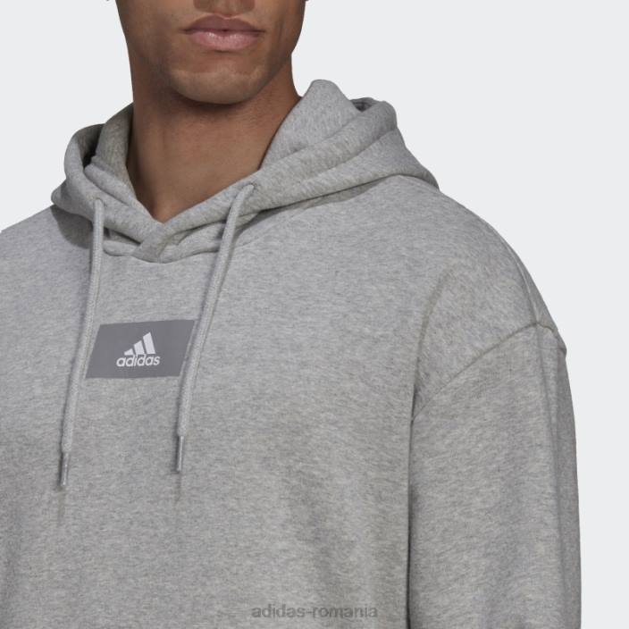 Adidas essentials feelvivid bumbac fleece hanorac cu umăr căzut gri mediu adidas bărbați gri mediu 2JBN6534