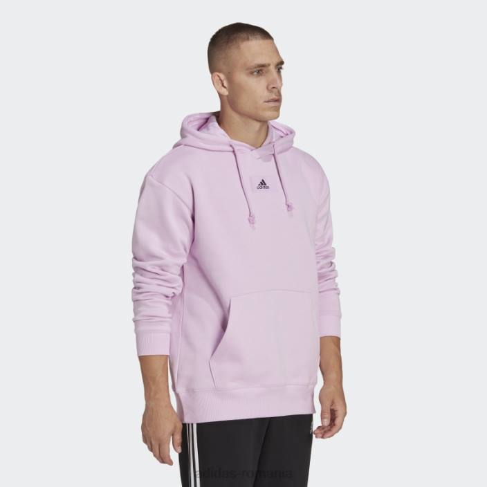Adidas essentials feelvivid bumbac fleece hanorac cu umăr căzut liliac bărbați liliac 2JBN6979