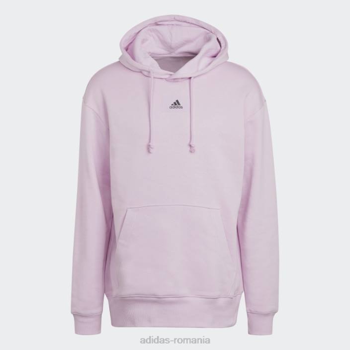 Adidas essentials feelvivid bumbac fleece hanorac cu umăr căzut liliac bărbați liliac 2JBN6979