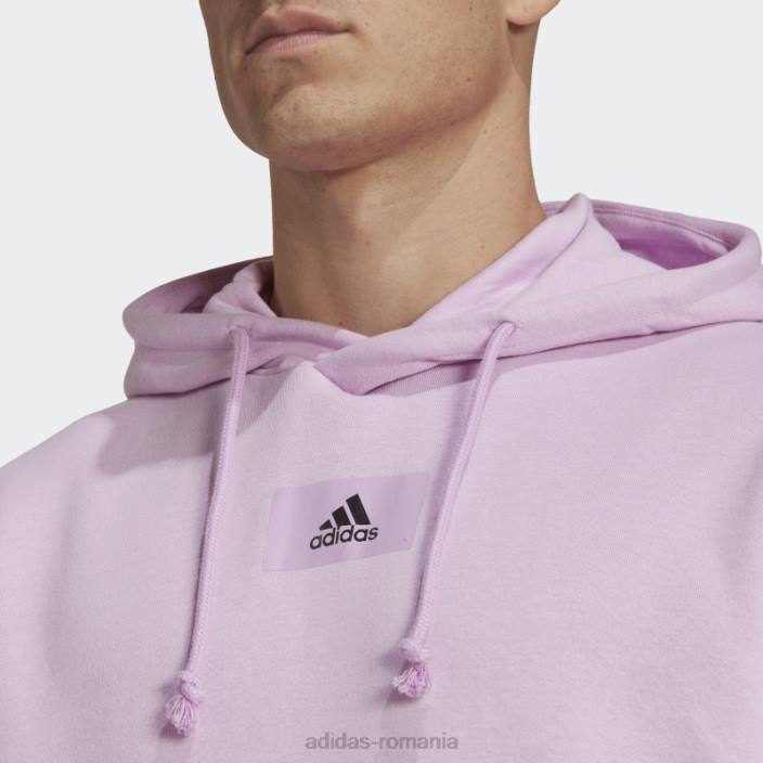 Adidas essentials feelvivid bumbac fleece hanorac cu umăr căzut liliac bărbați liliac 2JBN6979