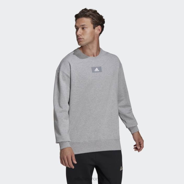 Adidas essentials feelvivid hanorac cu umăr căzut, gri mediu bărbați gri mediu 2JBN6931