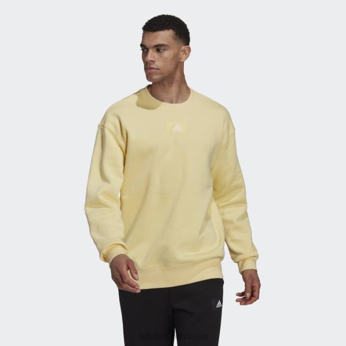 Adidas essentials feelvivid hanorac fleece bumbac cu umăr căzut galben bărbați galben 2JBN14858