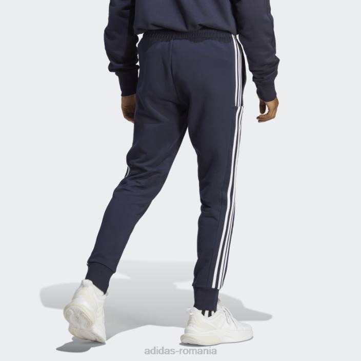 Adidas essentials french terry manșetă conică pantaloni cu 3 dungi alb elegant bărbați cerneală/alb 2JBN5517