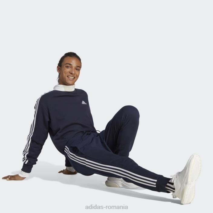 Adidas essentials french terry manșetă conică pantaloni cu 3 dungi alb elegant bărbați cerneală/alb 2JBN5517