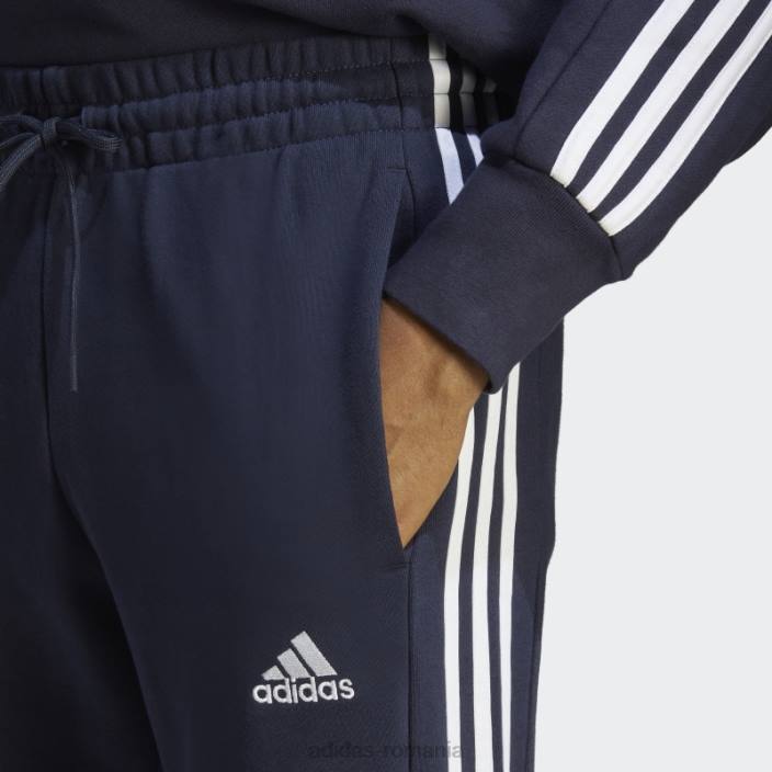 Adidas essentials french terry manșetă conică pantaloni cu 3 dungi alb elegant bărbați cerneală/alb 2JBN5517