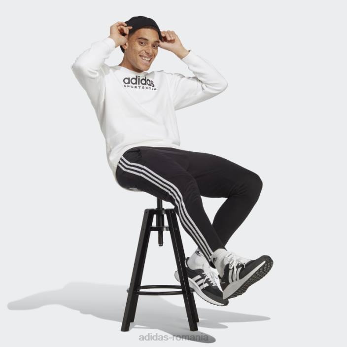 Adidas essentials pantaloni cu 3 dungi, tricou, negru bărbați alb negru 2JBN962
