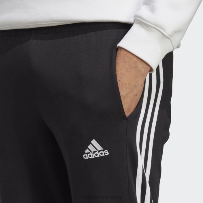 Adidas essentials pantaloni cu 3 dungi, tricou, negru bărbați alb negru 2JBN962