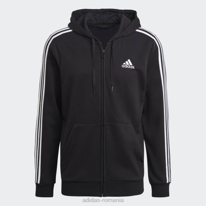 Adidas fashion essentials french terry 3 dungi, cu fermoar complet, hanorac alb bărbați alb negru 2JBN15183