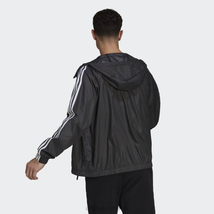 Adidas geaca de vant neagra bsc cu 3 dungi bărbați alb negru 2JBN13943