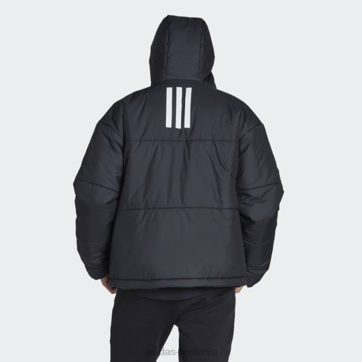 Adidas geaca neagra bsc cu gluga umflata cu 3 dungi bărbați negru 2JBN5267