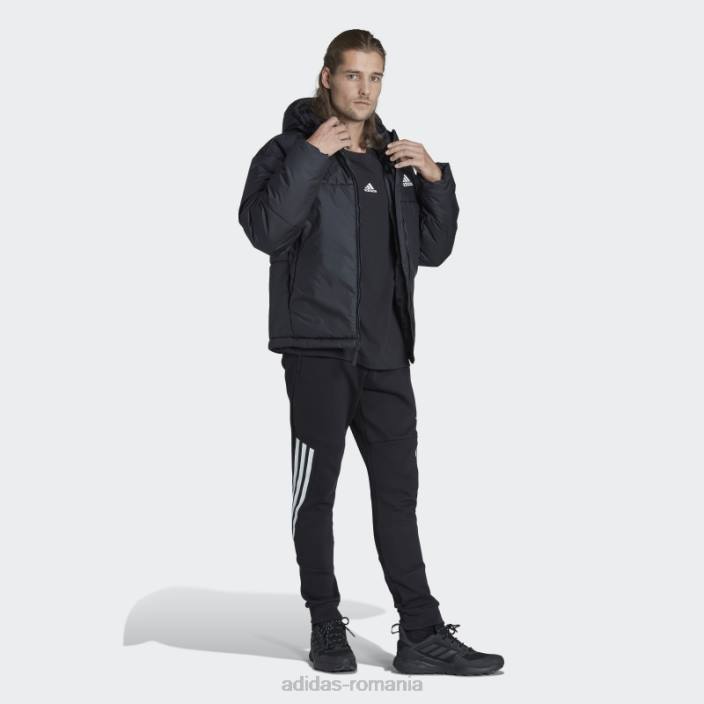 Adidas geaca neagra bsc cu gluga umflata cu 3 dungi bărbați negru 2JBN5267