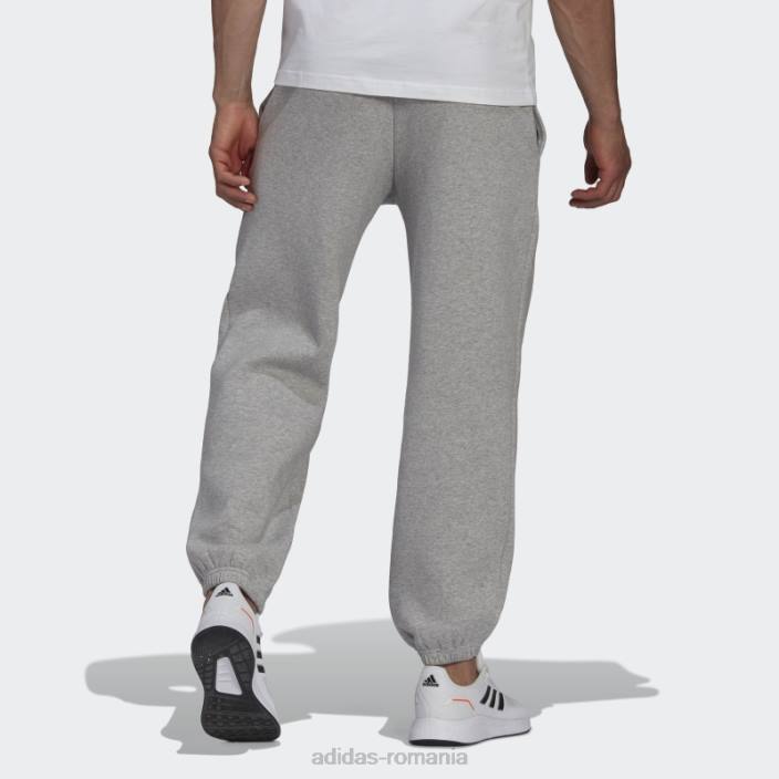Adidas gri mediu essentials feelvivid fleece din bumbac pantaloni de trening cu picioare drepte bărbați gri mediu 2JBN7006
