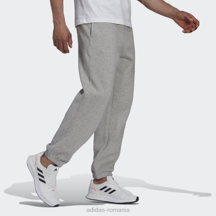 Adidas gri mediu essentials feelvivid fleece din bumbac pantaloni de trening cu picioare drepte bărbați gri mediu 2JBN7006