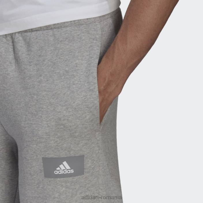 Adidas gri mediu essentials feelvivid fleece din bumbac pantaloni de trening cu picioare drepte bărbați gri mediu 2JBN7006